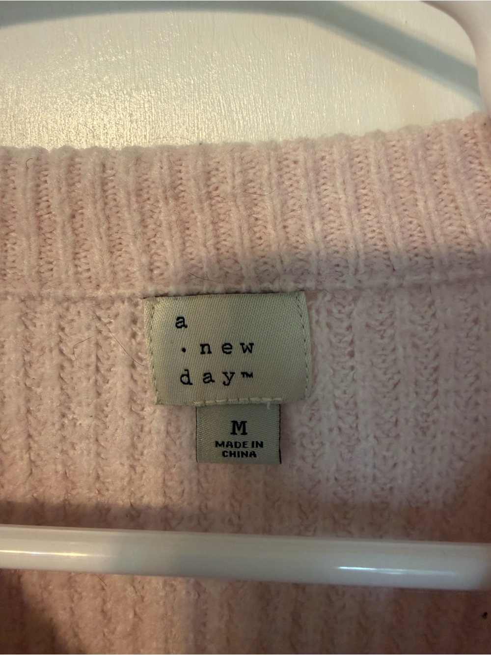 a new day Soft Pink & Cream Striped Crewneck Sweater with Red Bow - Picture 2 of 3